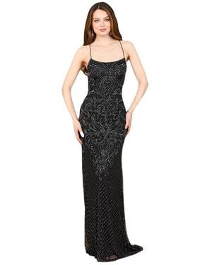 Lara Lace Up Open Back Beaded Dress - Black