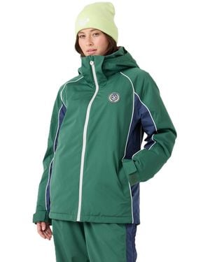 Roxy Honors Waterproof Hooded Helmet-compatible Jacket - Green