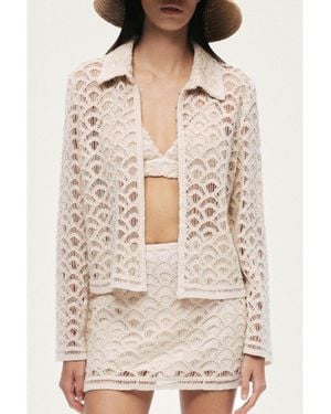 Nocturne Cropped Lace Jacket - Natural