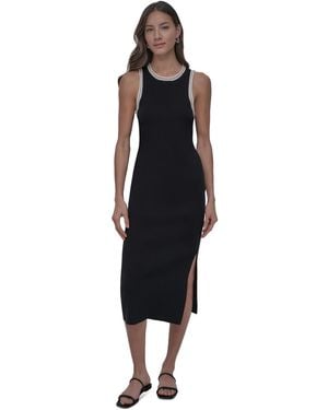 DKNY Colorblocked Racerback Midi Dress - Black