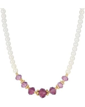 2028 Faux Cultivated Pearl Glass Bead Necklace - Pink