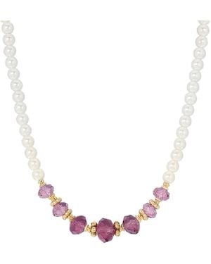 2028 Faux Cultivated Pearl Glass Bead Necklace - Pink