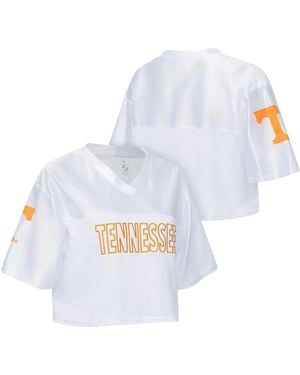 ZooZatZ Tennessee Volunteers Mesh Cropped V-neck T-shirt - White