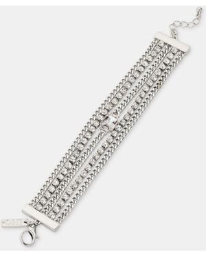 INC International Concepts Crystal Chain Multi-row Flex Bracelet - White