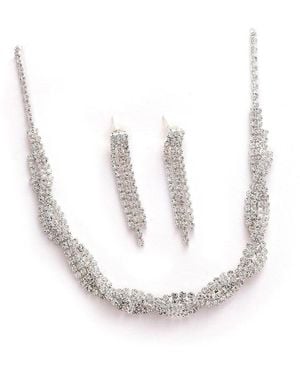 SOH Embellished Twist Jewelry Set - White
