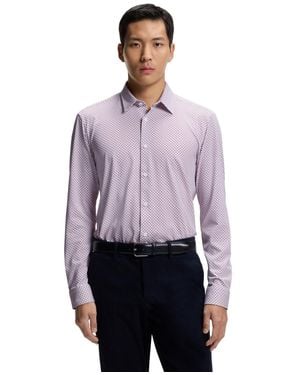 BOSS Boss By Cotton Blend Slim-fit Dress Shirt - Gray