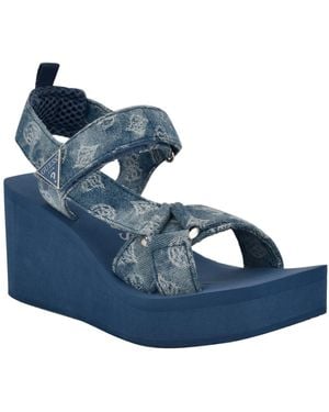Guess Daysa Quattro-g Strappy Eva Wedge Sandals - Blue