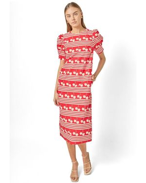 English Factory Cherry Printed Midi Dress - Red