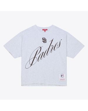 Mitchell & Ness San Diego Padres Script Cropped Boxy T-shirt - White