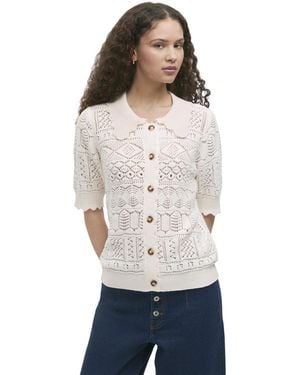 Finery London Marlowe Short-sleeve Crochet Cardigan - White