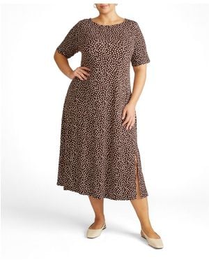 UNIVERSAL STANDARD Plus Size Serena Boatneck Divine Jersey Dress - Brown