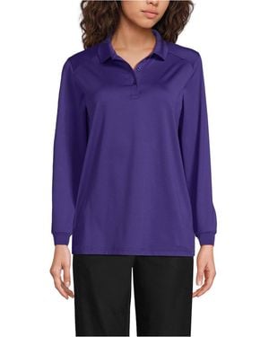 Lands' End School Uniform Long Sleeve Rapid Dry Polo Shirt - Purple