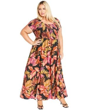 Avenue Plus Size Raelynn Shirred Bodice Dress - White