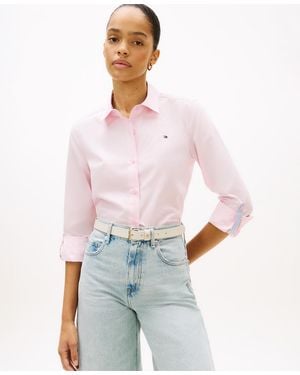 Tommy Hilfiger Classic Poplin Roll-tab Long-sleeve Shirt - White
