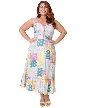 Unique Vintage Plus Size Corset Midi Dress - White