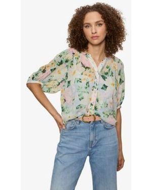 Sanctuary Button Front Detachable Cami Blouse - Blue