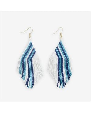INK+ALLOY Haley Game Day Beaded Fringe Earrings - Blue