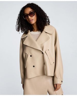 Kenneth Cole Notch Collar Short Trench Jacket - Natural