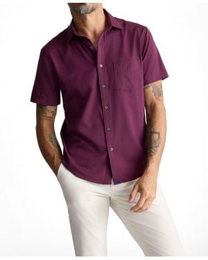 UNTUCKit Regular Fit Wrinkle-free Short Sleeve Performance Gironde Button Up Shirt - Purple