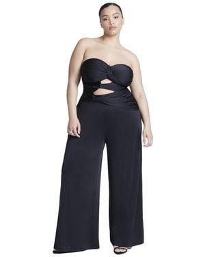 Eloquii Plus Size Twist Detail Jumpsuit With Cutout - Blue