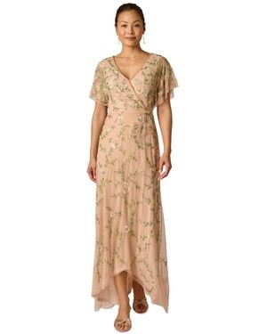 adrianna papell women's bead flutter-sleeve midi mesh dress Adrianna Papell AP1E210499 main image 0