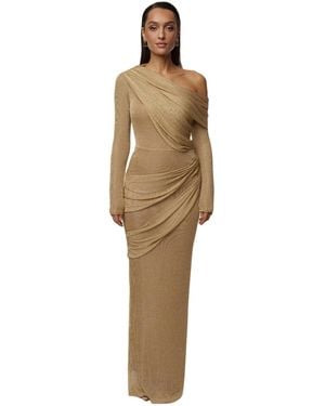 JLUXLABEL Opulent Metallic Maxi Skirt - Natural