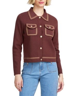 Elle Collection Fine Gauge Western Cardigan - Red