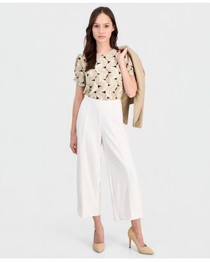 Anne Klein Essentials Petite Seamed Cropped Pull-on Pants - White