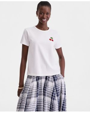 On 34th Beaded Cherry Everyday T-shirt - White