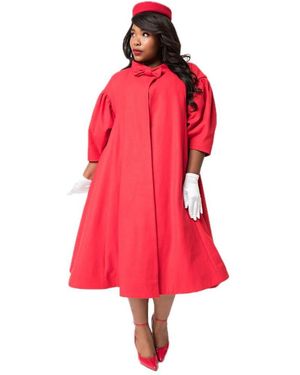 Unique Vintage Barbie Plus Size 1960s Style Flare Swing Coat - Red