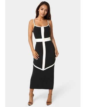 Bebe Rib V-neck Bodycon Maxi Dress - Black