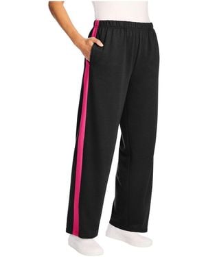 Woman Within Within Cotton French Terry Straight-leg Pull-on Side-stripe Pants - Black