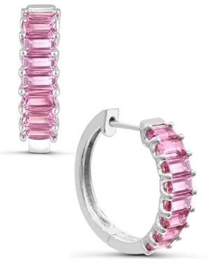 Macy's Lab-grown Sapphire Hoop Earrings (2-1/5 Ct. T.w. - Pink
