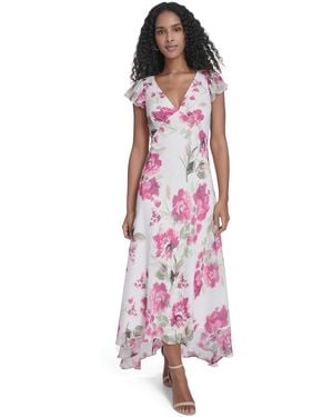 Calvin Klein V-neck Maxi Dress - Purple