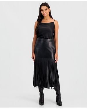Tahari Kaia High-waisted Polyester Fringe Skirt - Black