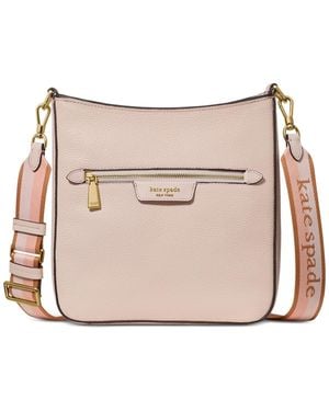 Kate Spade Hudson Small Pebbled Leather Messenger Crossbody - Natural