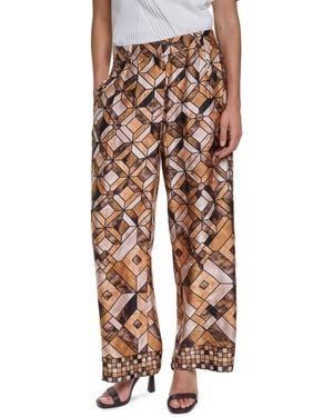 KARL LAGERFELD Petite Geometric Wide-leg Mid-rise Pants - Multicolor