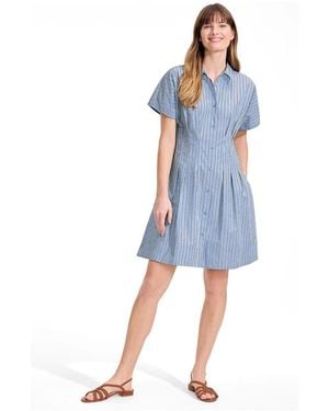 Lands' End Cambric Above The Knee Shirt Dress - Blue