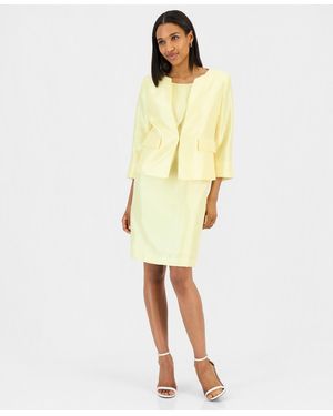 Le Suit Open-front Jacket & Sleeveless Sheath Dress - Yellow