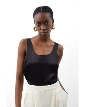 Karen Millen Satin Cami Top - Black