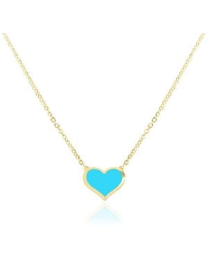 The Lovery Single Heart Necklace 14k Gold - Blue