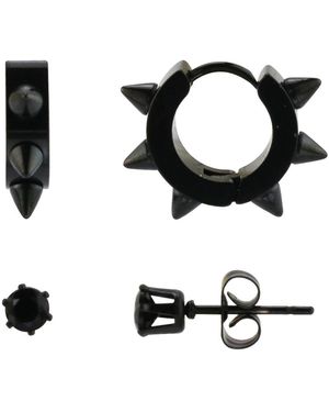 Rebl Jewelry Spike And Stud Earring Set - Black