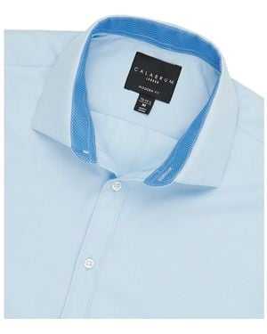 Calabrum Regular Fit Solid Wrinkle Free Performance Dress Shirt - Blue