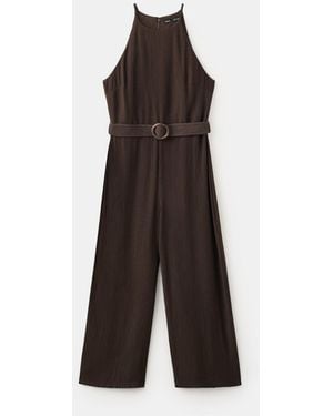 Mango Belt Halter-neck Jumpsuit - Brown