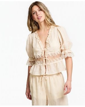 And Now This Lace Trim Woven Top - Natural