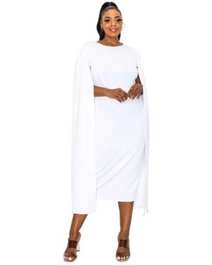 L I V D Plus Size Naomi Cape Dress - White