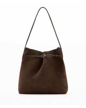 Mango Suede Bucket Bag - Brown