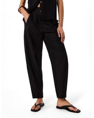 Whistles Linen Barrel Leg Trouser - Black