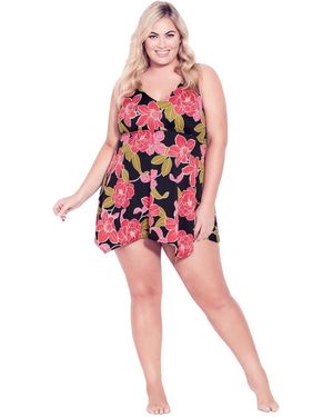 Avenue Sharkbite Print Swim Dress - Red