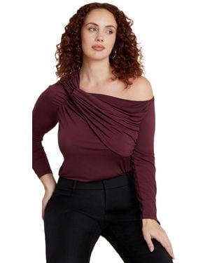 Eloquii Plus Size Shoulder-twist Drape Top - Red